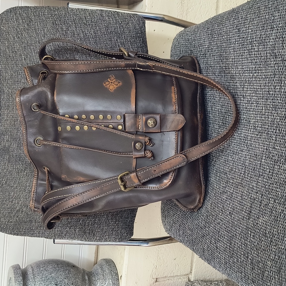 Patricia Nash Distressed Vintage Giorgia Leather Drawstring Bucket Bag